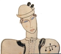 Dibujo de Lorca dedicado a Margarita Xirgu, intérprete de la primera Mariana Pineda, estrenada en Barcelona en 1927.