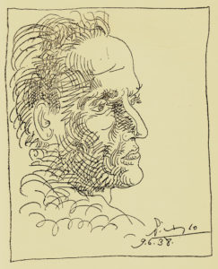 César Vallejo, in un disegno di Pablo Picasso