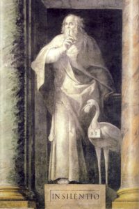 Paris Nogari, Allegoria del silenzio. 1582, affresco, Città del Vaticano, sala degliSvizzeri.