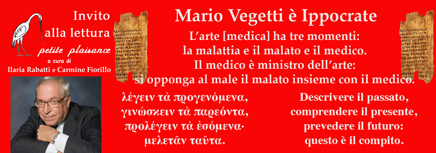 Mario Vegetti è con Ippocrate «Descrivere il passato, comprendere il